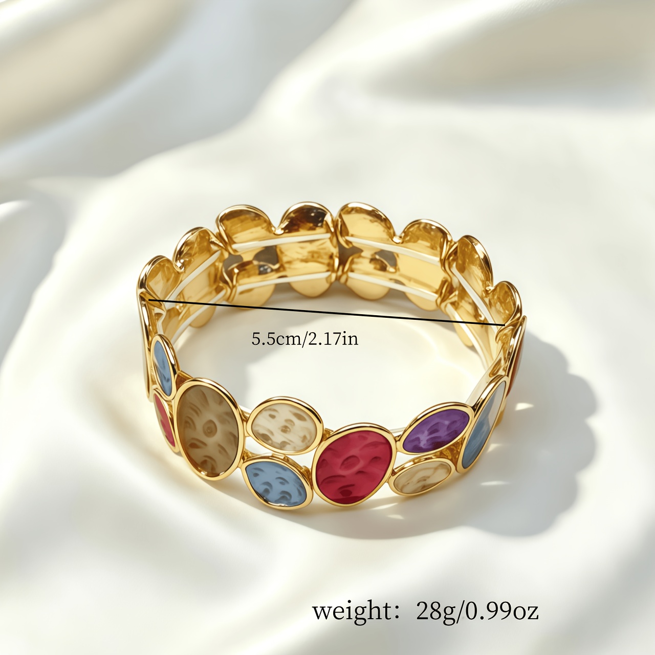 Women's Vintage Enamel Irregular Geometric Shape Elastic Bangle